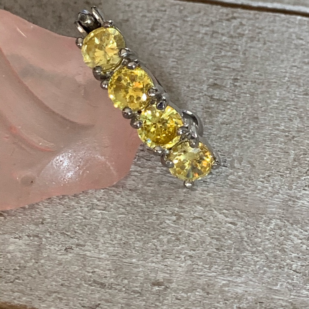 Yellow Quad Gem Reverse Dangle 16g Navel Ring New Belly Button Ring